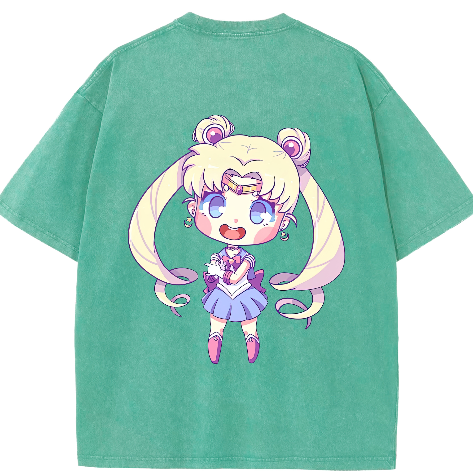 （画像用） 美少女戦士セーラームーン 月野 うさぎ つきの うさぎ Sailor Moon Tsukino Usagi 綿100% ヴィンテージ風 半袖Tシャツ（背面プリント）